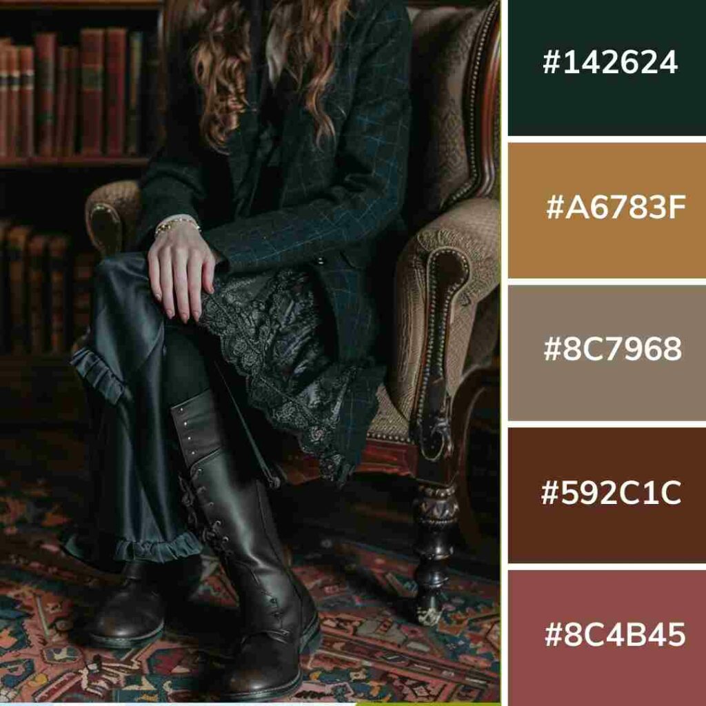 earthy colors dark academia color palette with hex codes