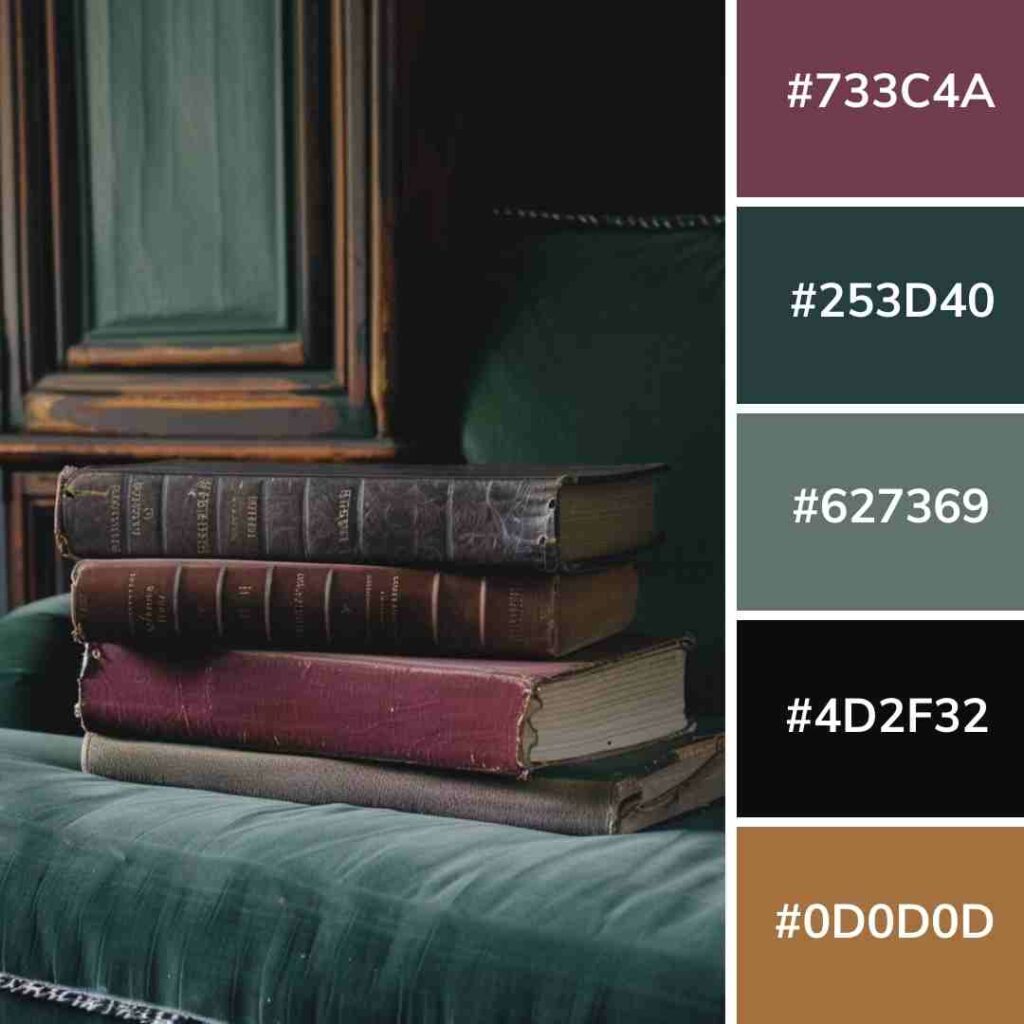 dark academia color palette inspiration books stacked